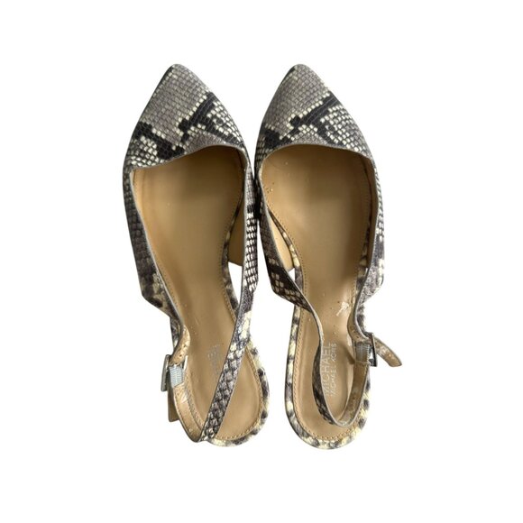 MICHAEL KORS Snake Print Leather Flat Slingbacks Size 9.5 - Picture 2 of 9